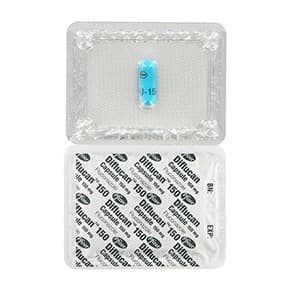 Hem och baksida av Diflucan hård kapselblisterförpackning