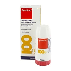 Paket som innehåller 120 doser Symbicort® Turbuhaler® 100/6 Inandningspulver