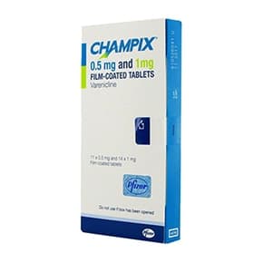 Champix rökavvänjning startpaket med 53 filmbelagda tabletter på 0,5 mg och 1 mg vareniclin från Pfizer