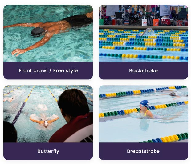 Different swimming strokes