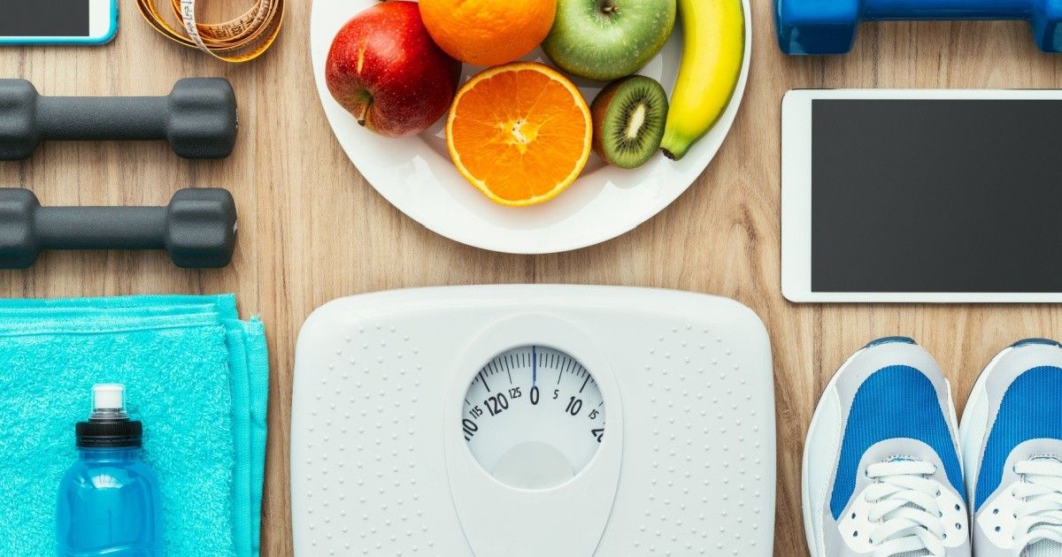 Weight scale and fitness equipment.