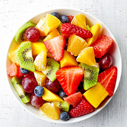 Whole fruits like peaches, cherries, grapes or melon