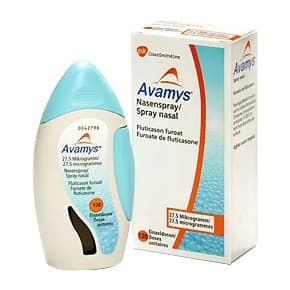 Box of Avamys 27.5 micrograms/spray (fluticasone furoate) nasal spray suspension
