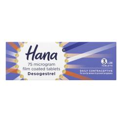 Pack of 84 Hana® 75mcg film-coated desogestrel tablets