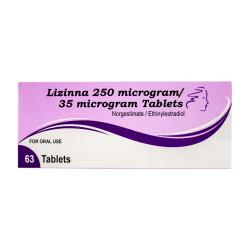 Pack of 63 Lizinna norgestimate/ethinylestradiol tablets, each containing 250 micrograms/35 micrograms