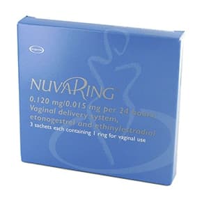 Box of 3 sachets of NuvaRing 0.120 mg/0.015 mg ethinylestradiol/etonogestrel