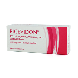 Pack of 63 Rigevidon 150mcg/30mcg levonorgestrel/ethinylestradiol coated tablets