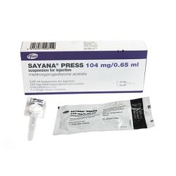 Package of Sayana® Press 104 mg/0.65ml suspension for injection with blister pack