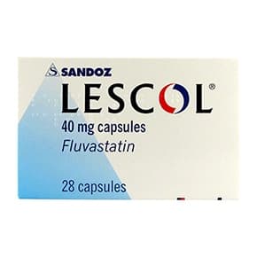 Pack of 28 Lescol 40mg fluvastatin capsules