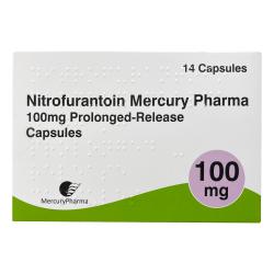 Pack of Nitrofurantoin Mercury Pharma 100mg prolonged-release capsules