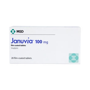 Box of 28 Januvia 100mg sitagliptin film-coated tablets