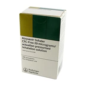 Pack of Atrovent Inhaler CFC-Free 20 micrograms/actuation pressurised inhalation solution