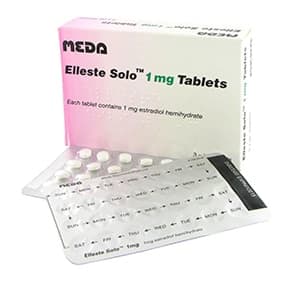 Pack of 84 Elleste Solo 1mg estradiol hemihydrate tablets with blister packs