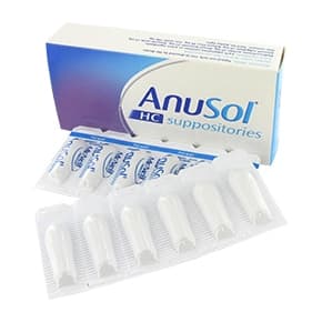 Box of Anusol HC Suppositories with strip packs