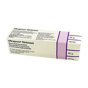 Box of Ultraproct (fluocortolone pivalate/fluocortolone hexanoate/cinchocaine hydrochloride) 30g ointment